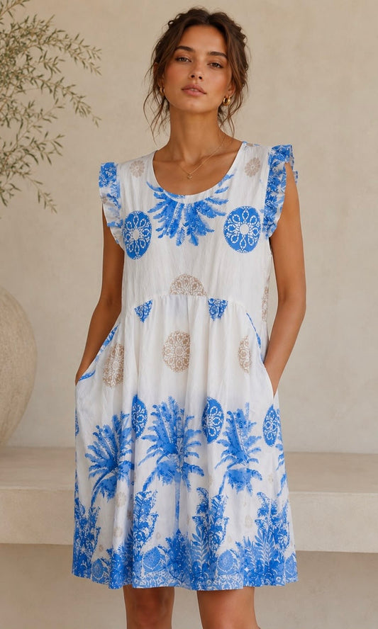 Amy Palm Pocket Dress
