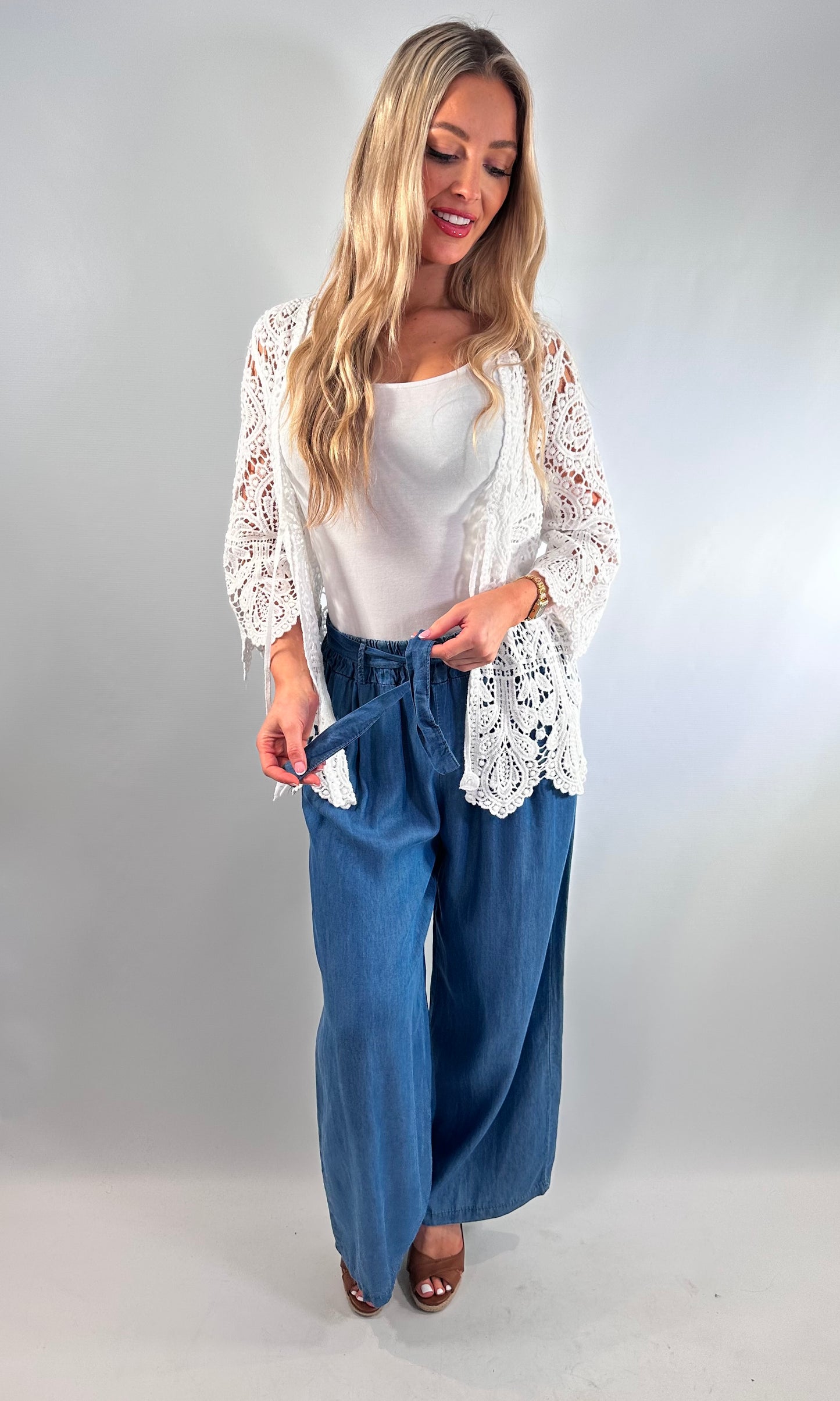 Elasticated denim culotte