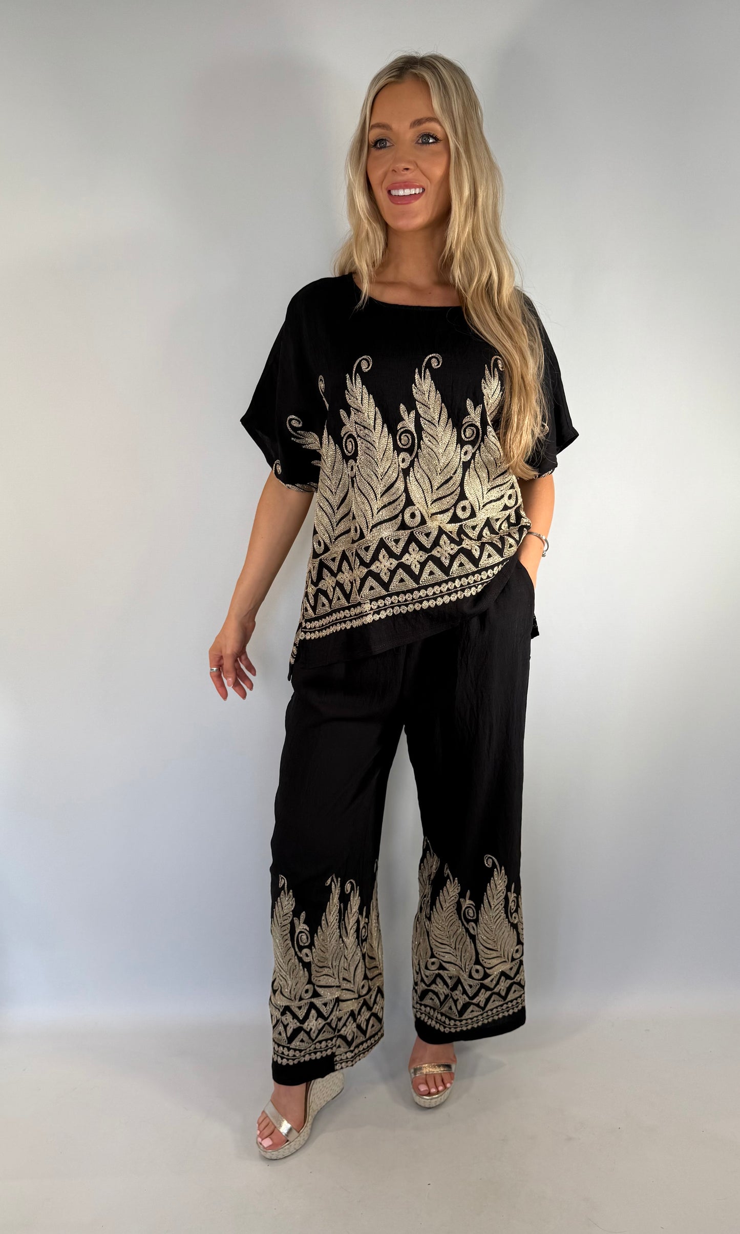 Zara Gold Embroidered co-ord