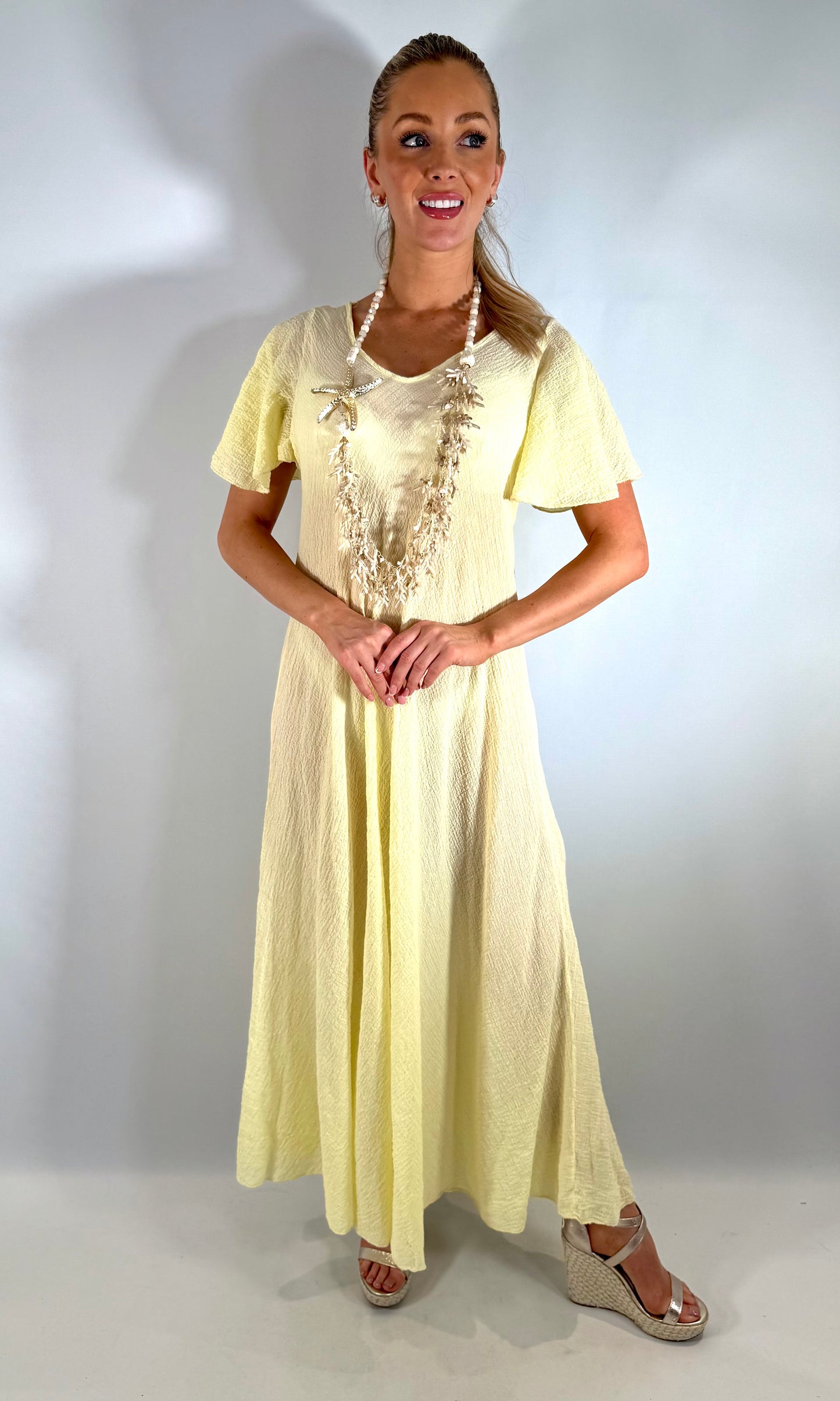 Flutter Sleeve Lightweight Crinkle Maxi