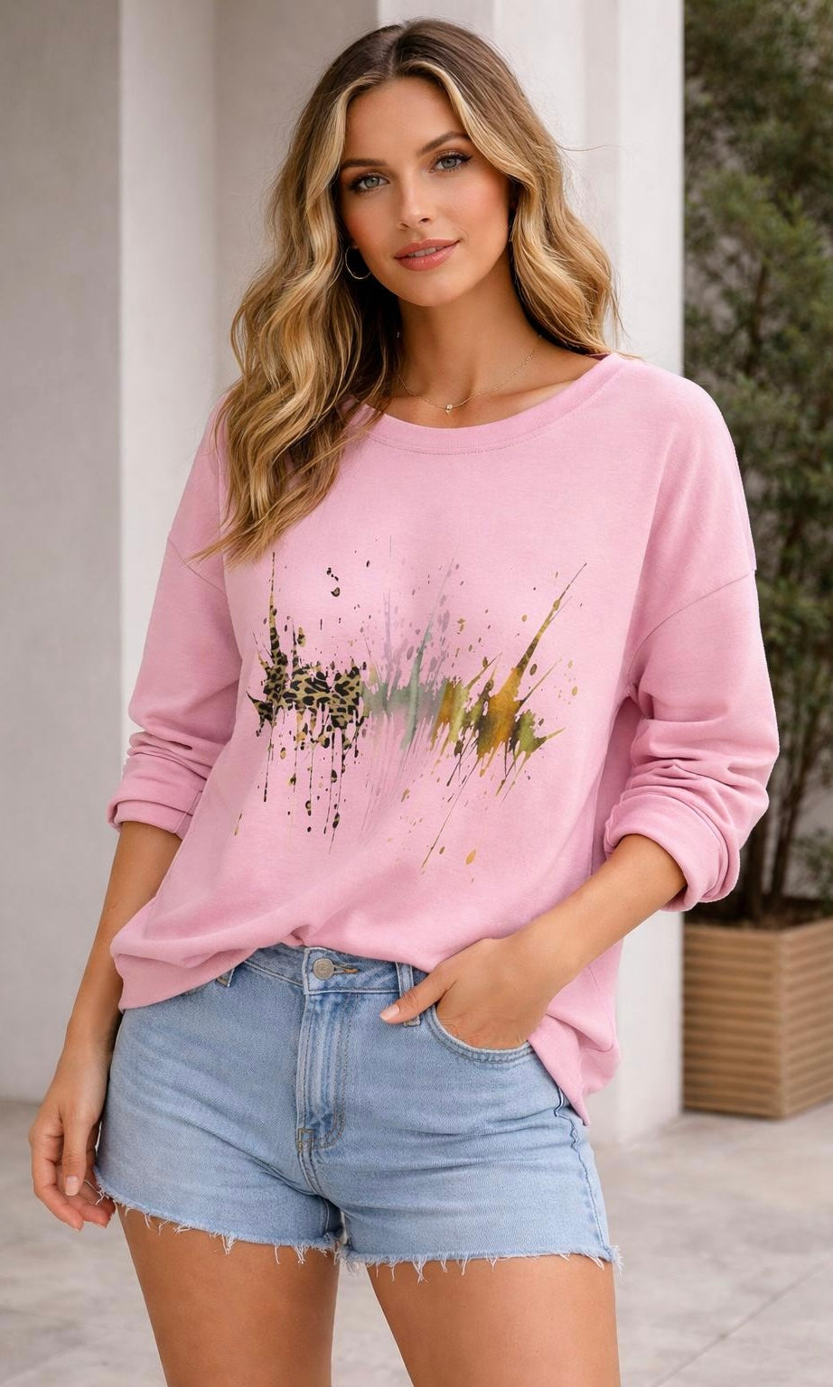Wholesale Olivia Splash Scuba Sweatshirt for Boutique Retailers - Catwalk style wholesale