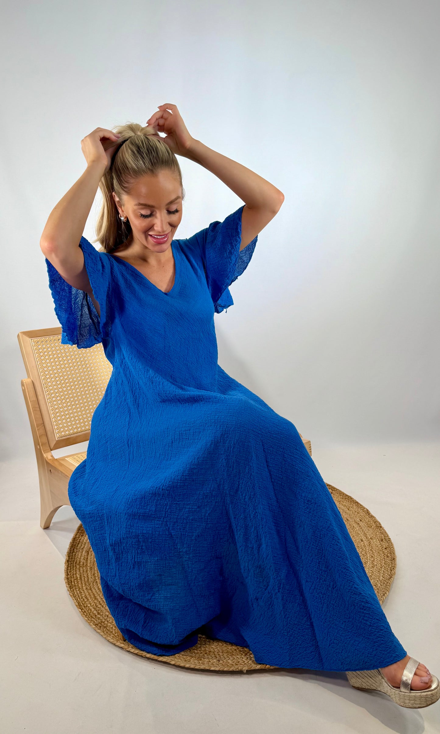 Flutter Sleeve Lightweight Crinkle Maxi