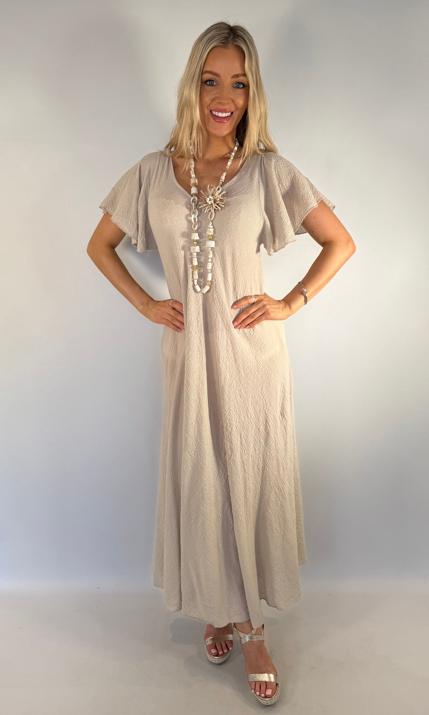 Flutter Sleeve Lightweight Crinkle Maxi