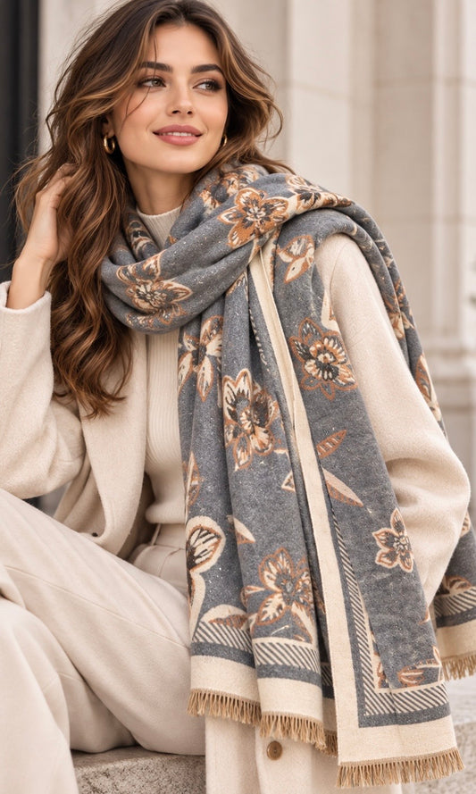 Wholesale ​Border bloom scarf - Catwalk style