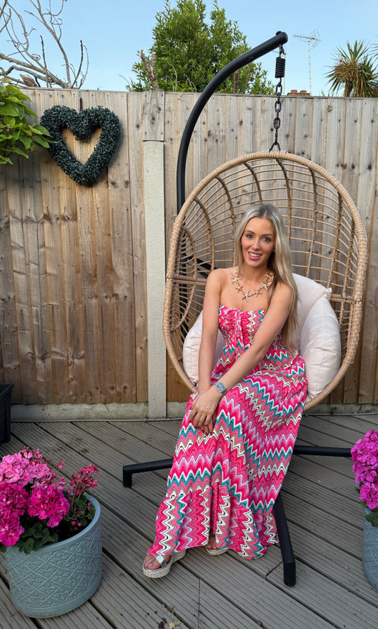 Zig Zag Strapless Dress