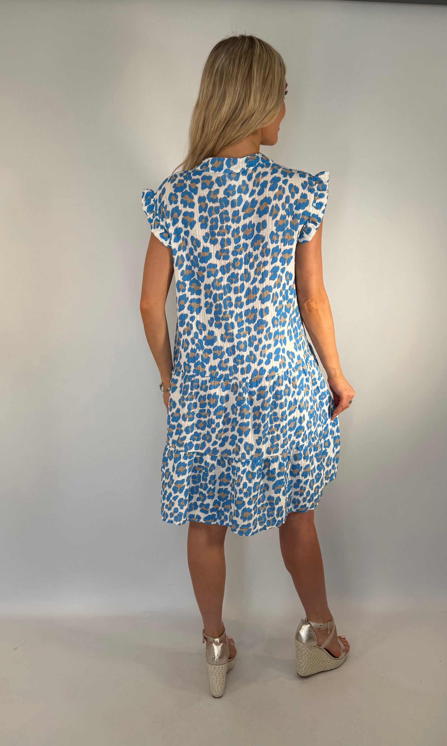 Waffle Leopard Tiered Dress