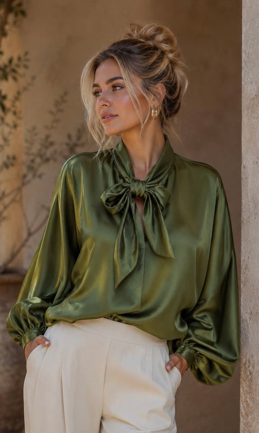 Wholesale Zara Satin Bow Blouse for Boutique Retailers - Catwalk style wholesale