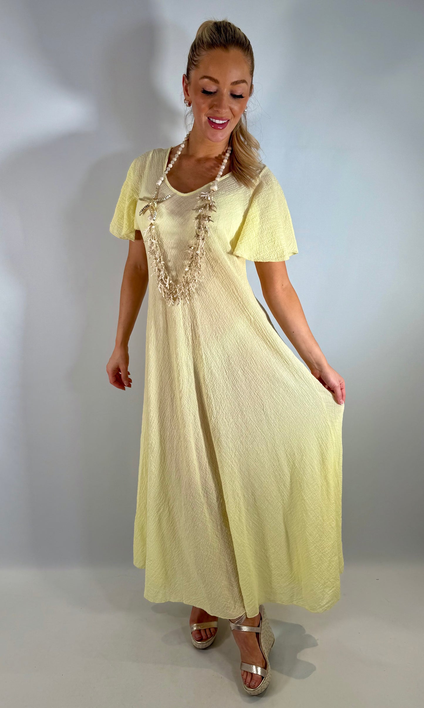 Flutter Sleeve Lightweight Crinkle Maxi