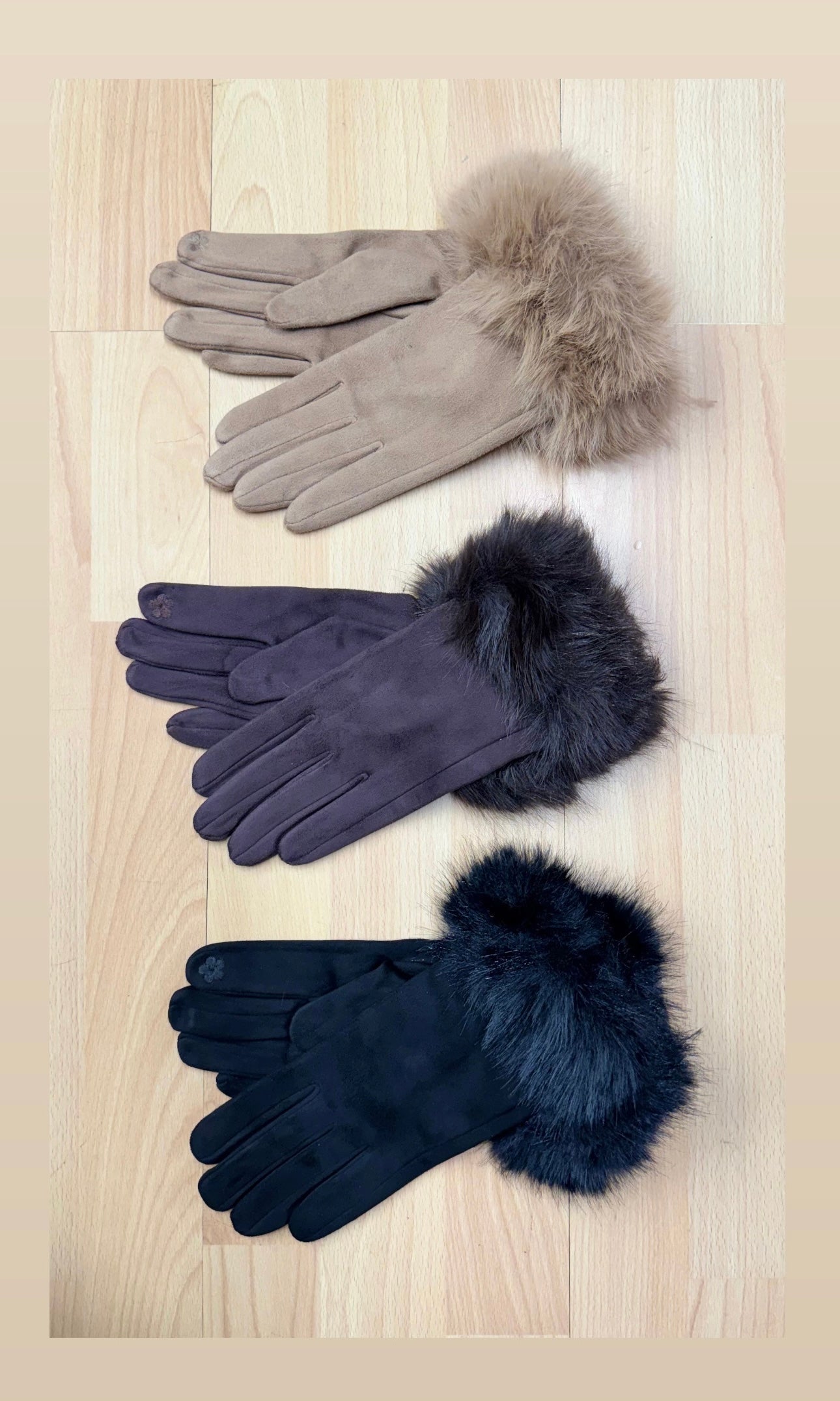 Faux Fur Trim Gloves
