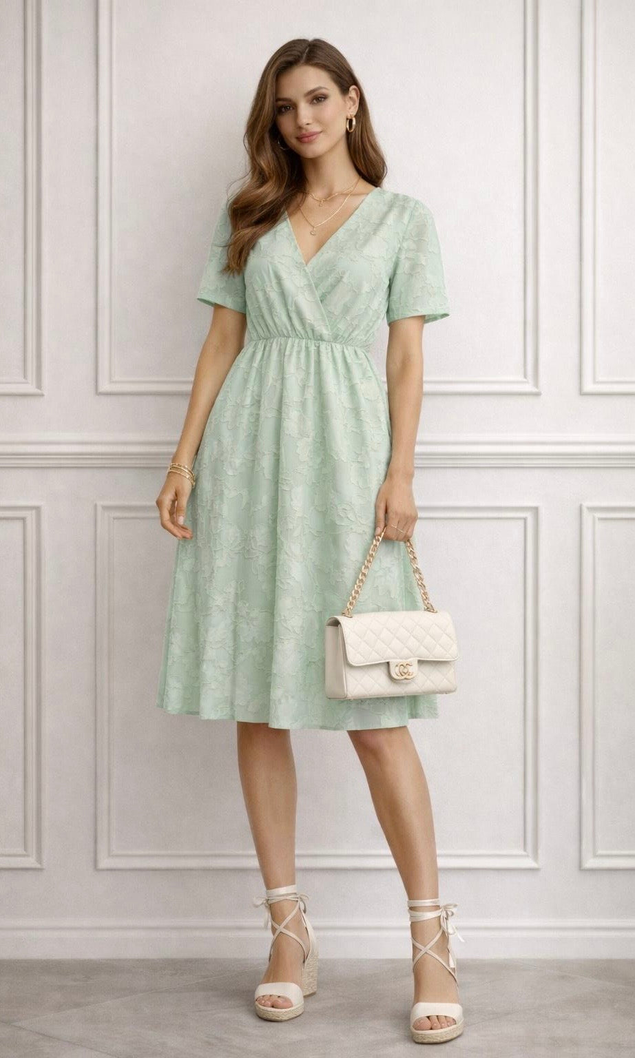 Sofia Embroidered Chiffon Dress