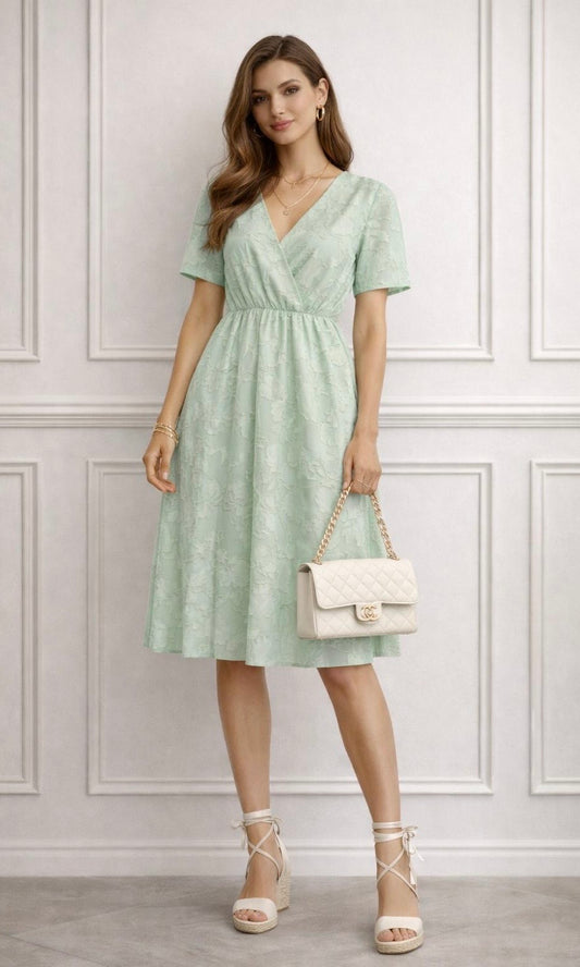 Sofia Embroidered Chiffon Dress