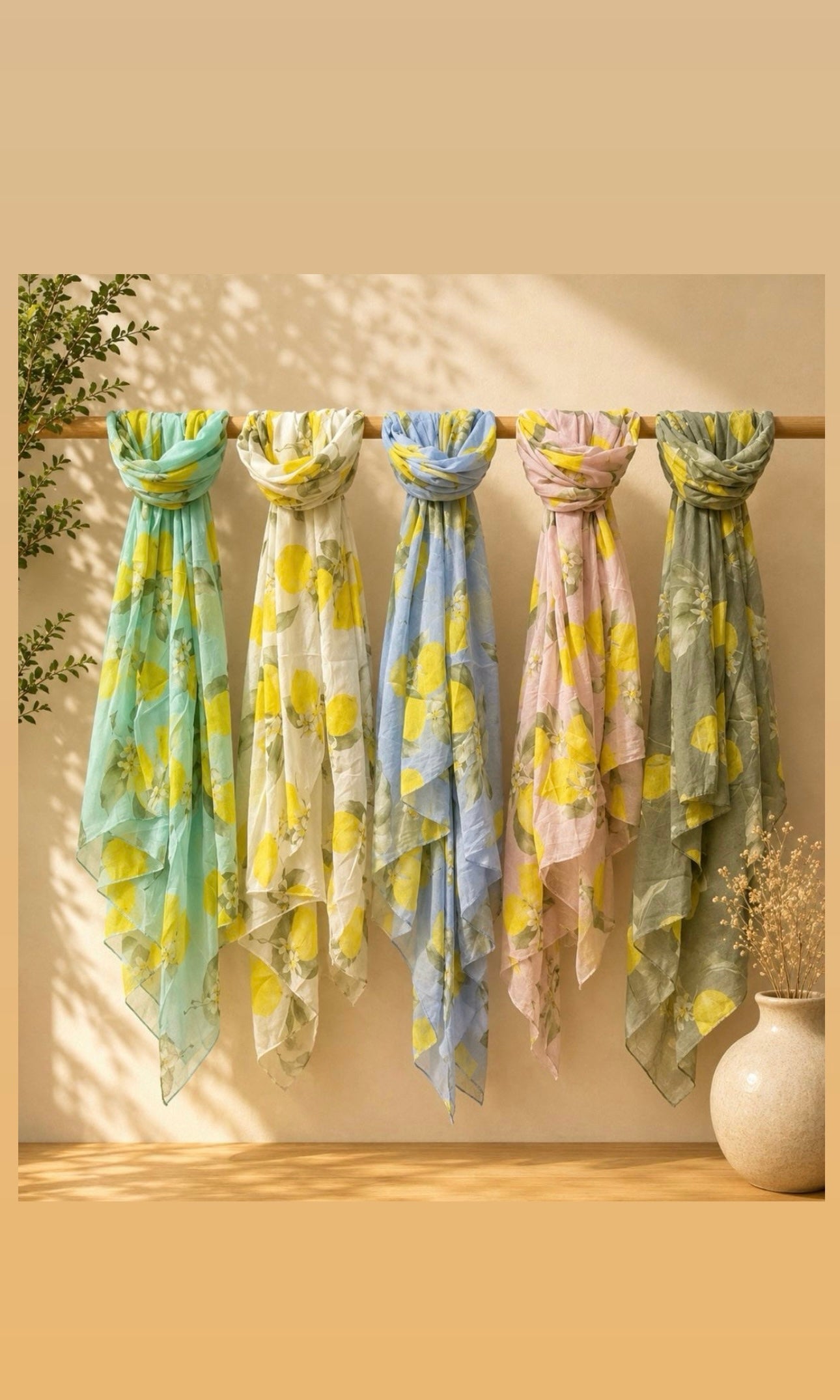 Italian Lemons Scarf (Cotton & Silk)