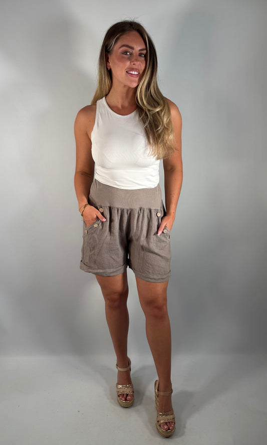 Linen Button Shorts