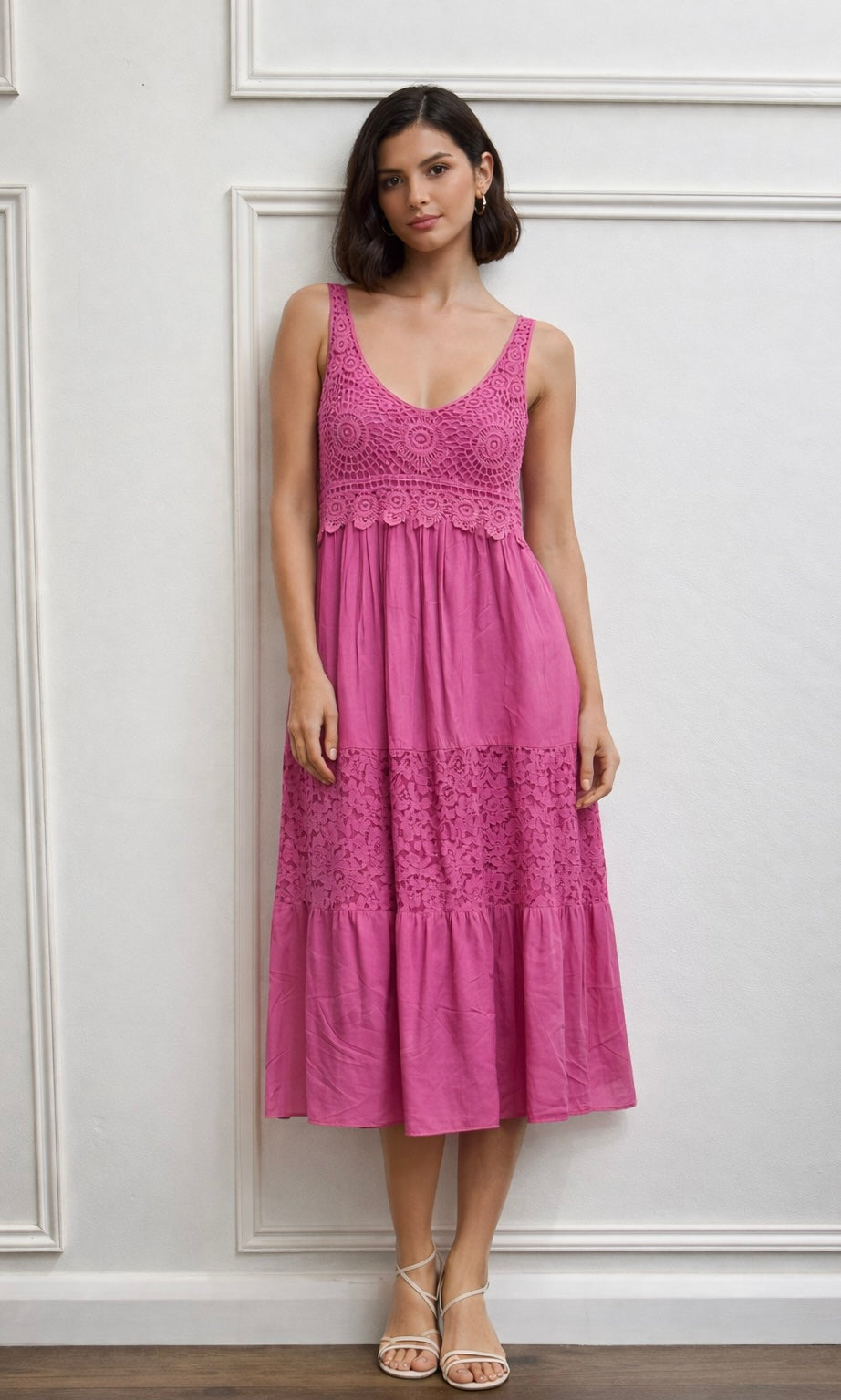 Wholesale Lucia tiered lace panel Dress for Boutique Retailers - Catwalk style wholesale
