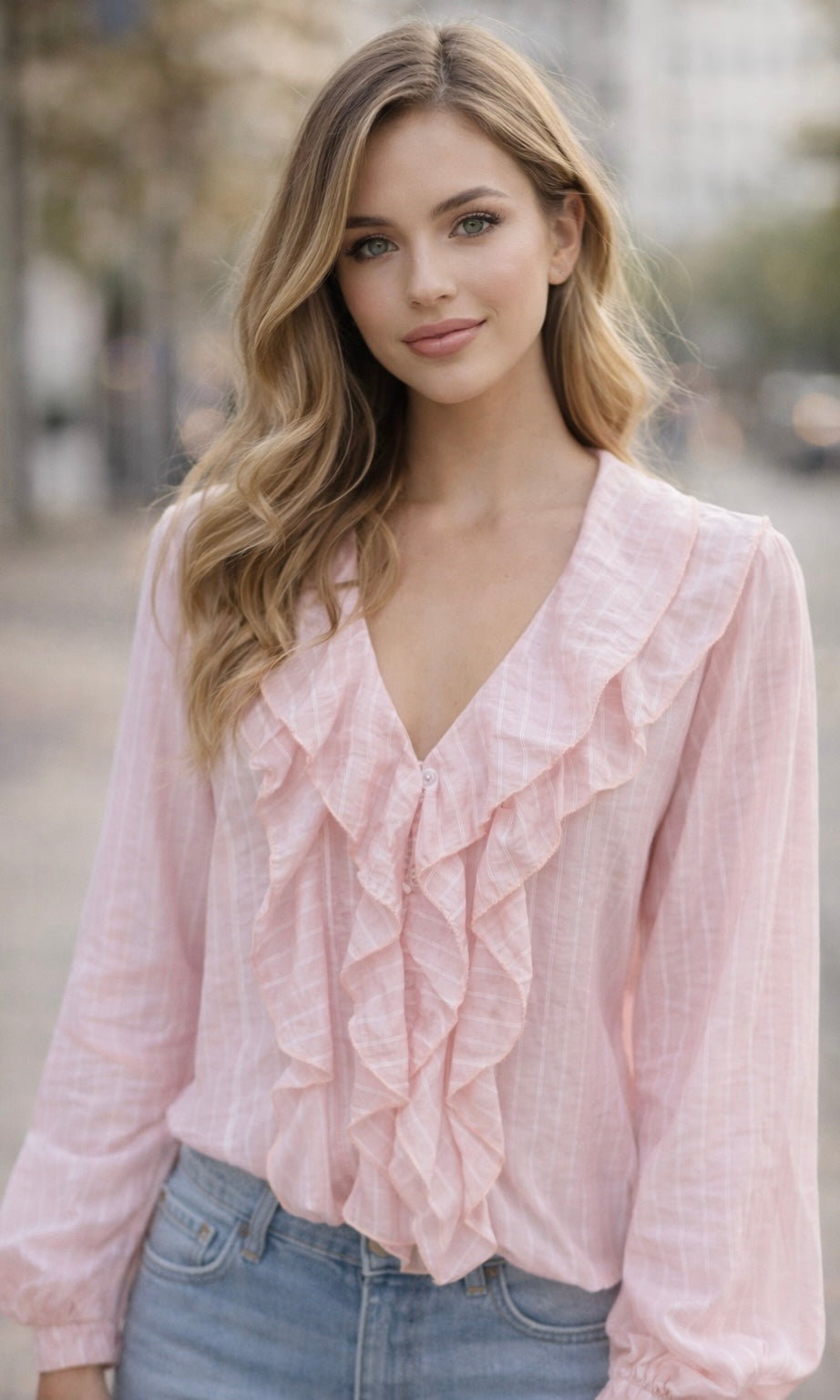 Willow Pinstripe Ruffle Shirt