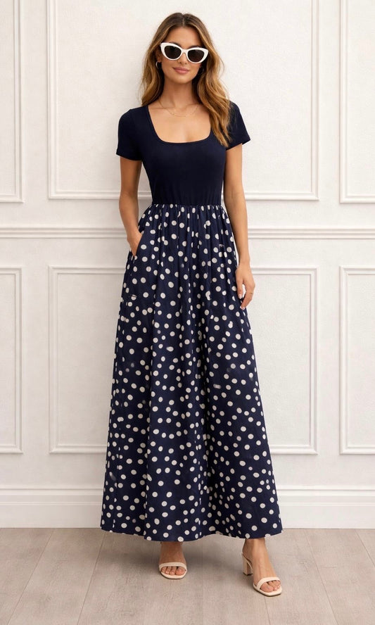 Phoebe Ribbed Polka Dot Dress