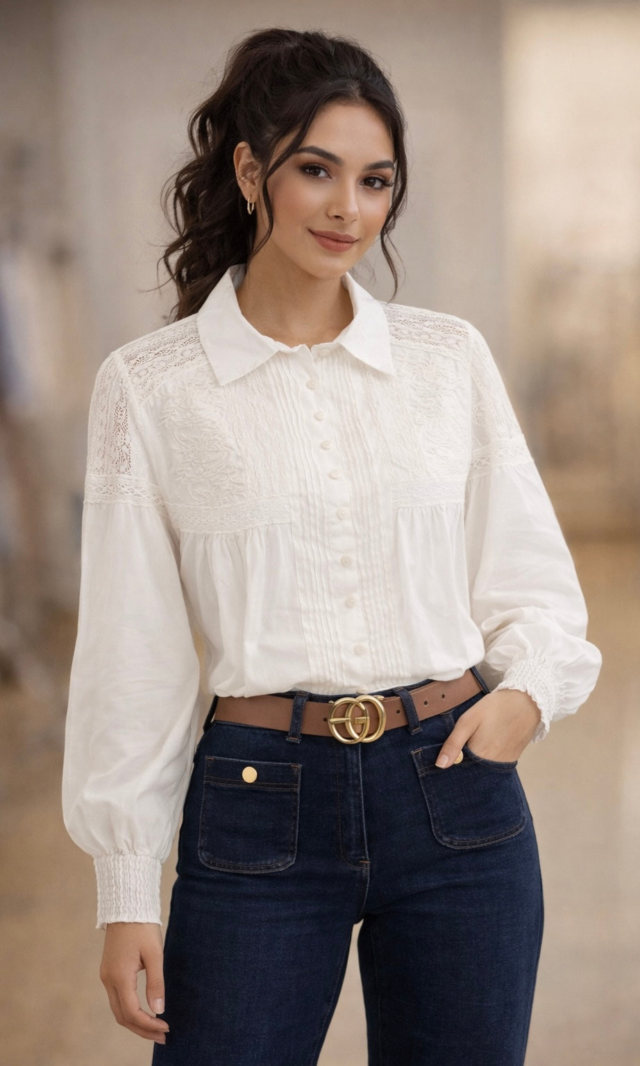 Lucia lace detail blouse