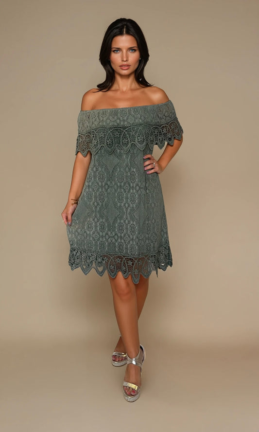 Saskia lace bardot Dress