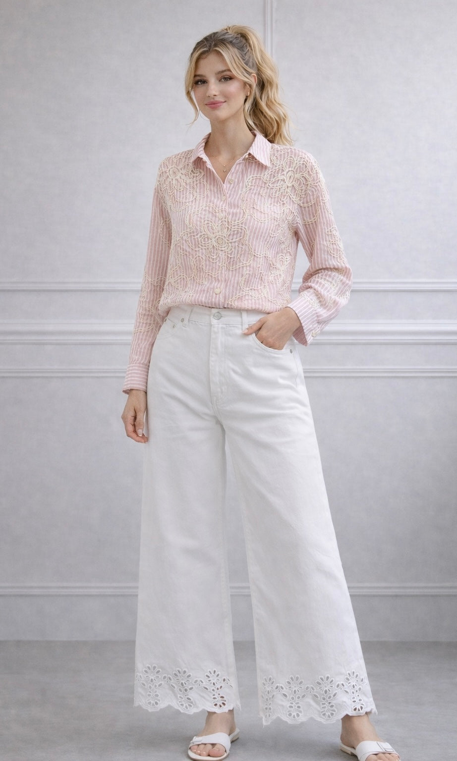 Jilly Embroidered Hem Jeans (ZG2685)