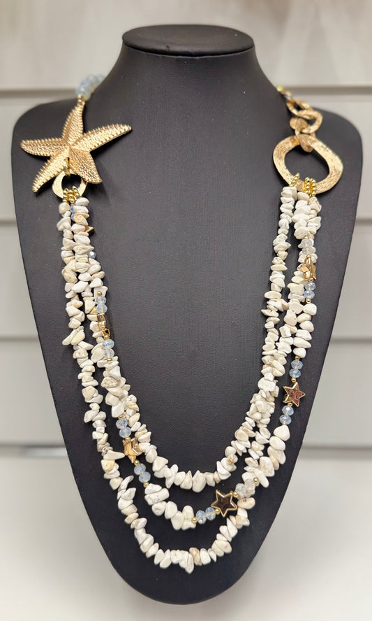 Starfish beaded long  necklace