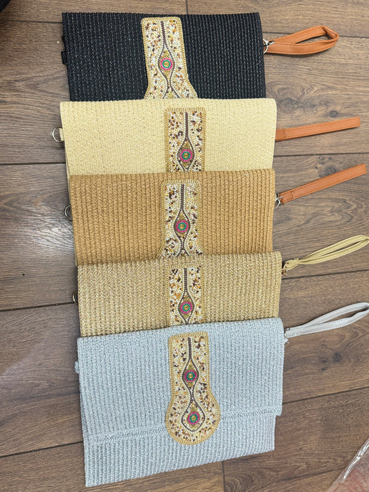 Beaded detail clutch bag