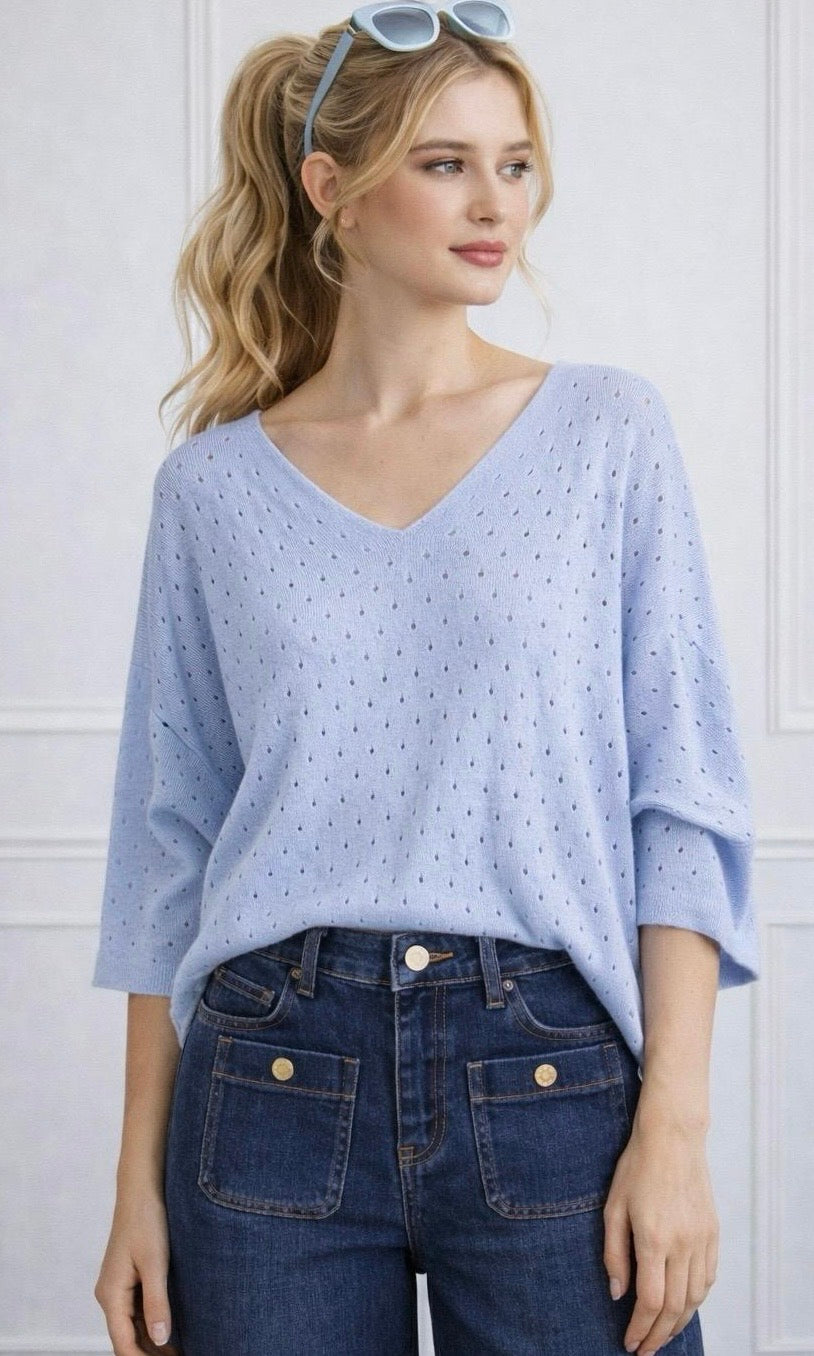 Poppy Pointelle V Neck J