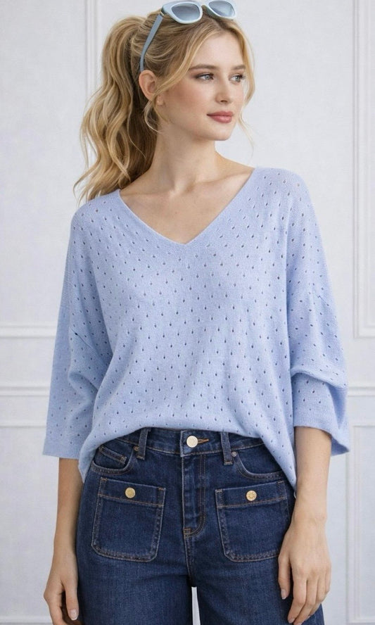 Poppy Pointelle V Neck J