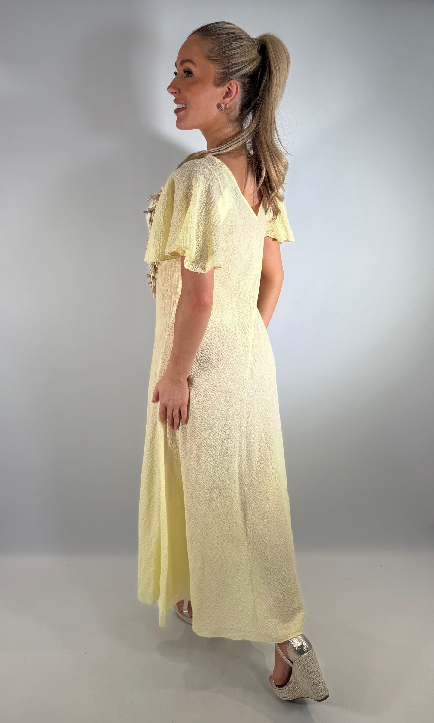 Flutter Sleeve Lightweight Crinkle Maxi