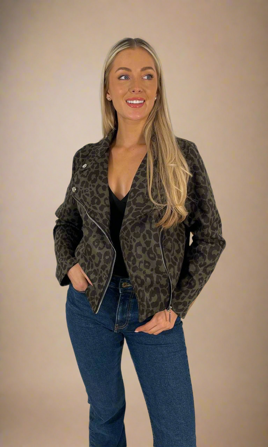 Leopard Print Biker Jacket