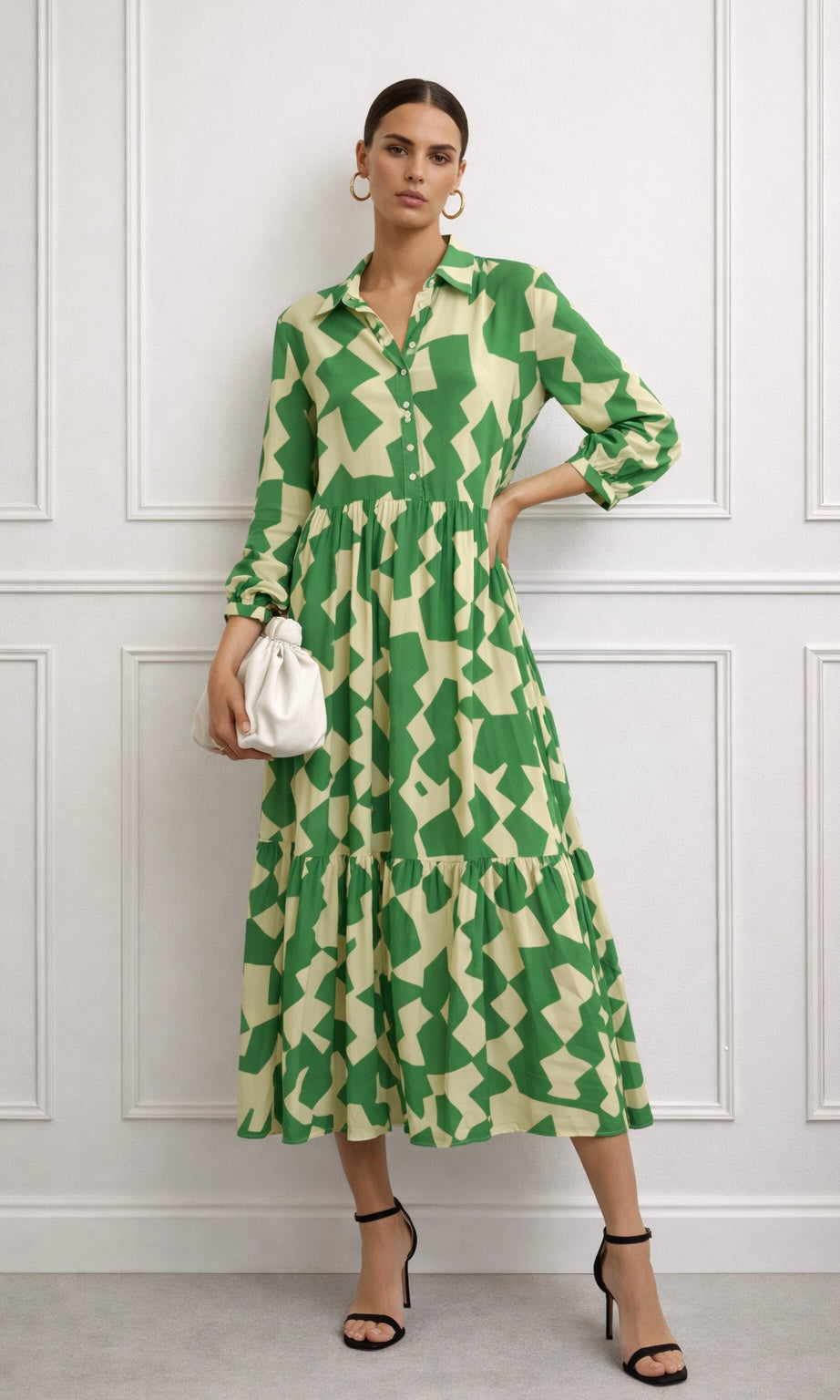 Wholesale Sicily Abstract Button Tiered Dress for Boutique Retailers - Catwalk style wholesale
