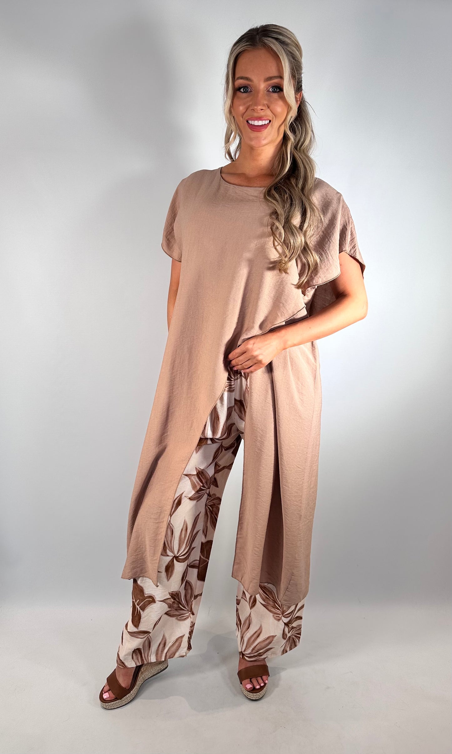 Longline Printed Cross Over Co-ord