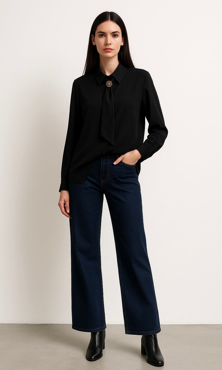 Lily Scarf Button Shirt