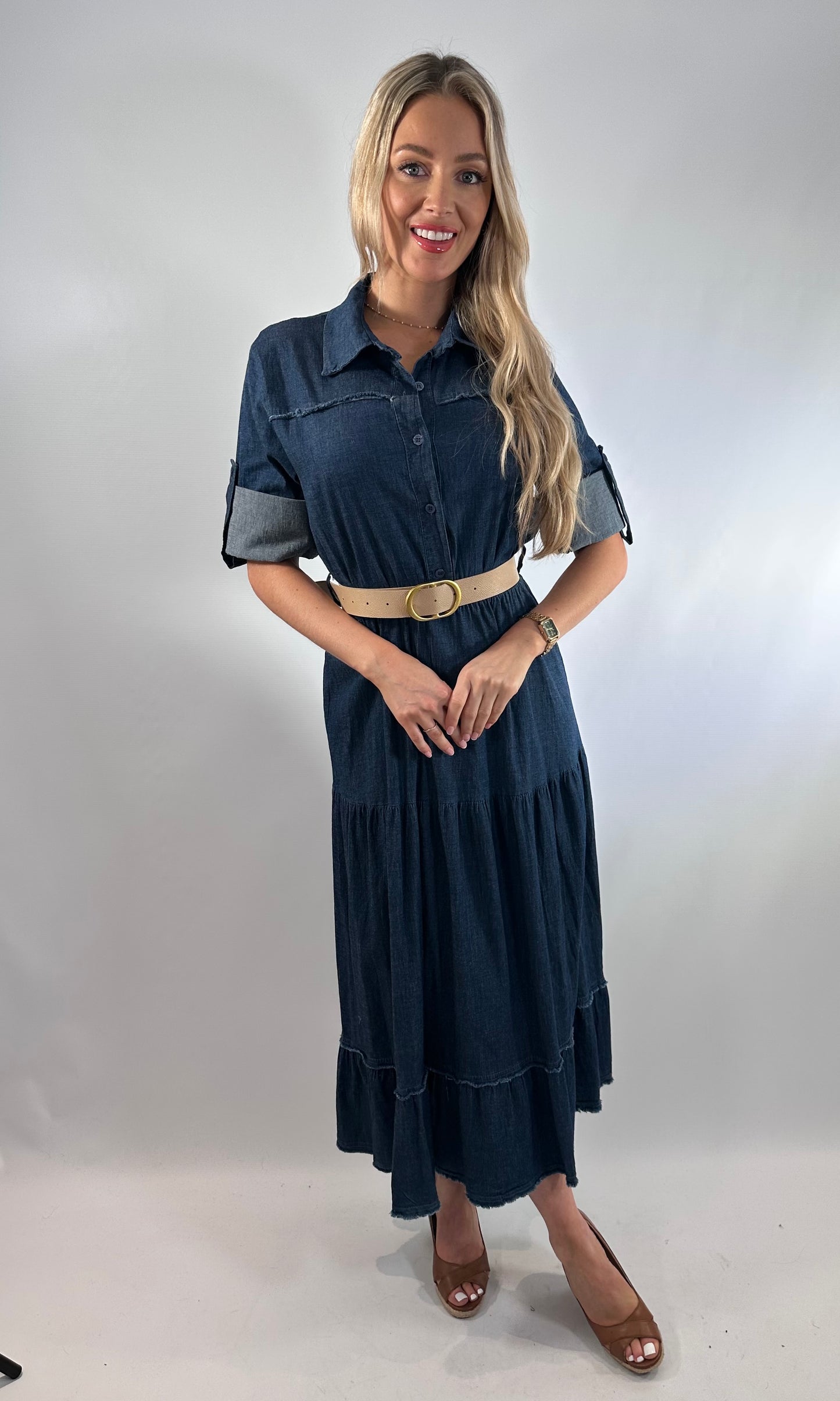 Denim Tiered Dress