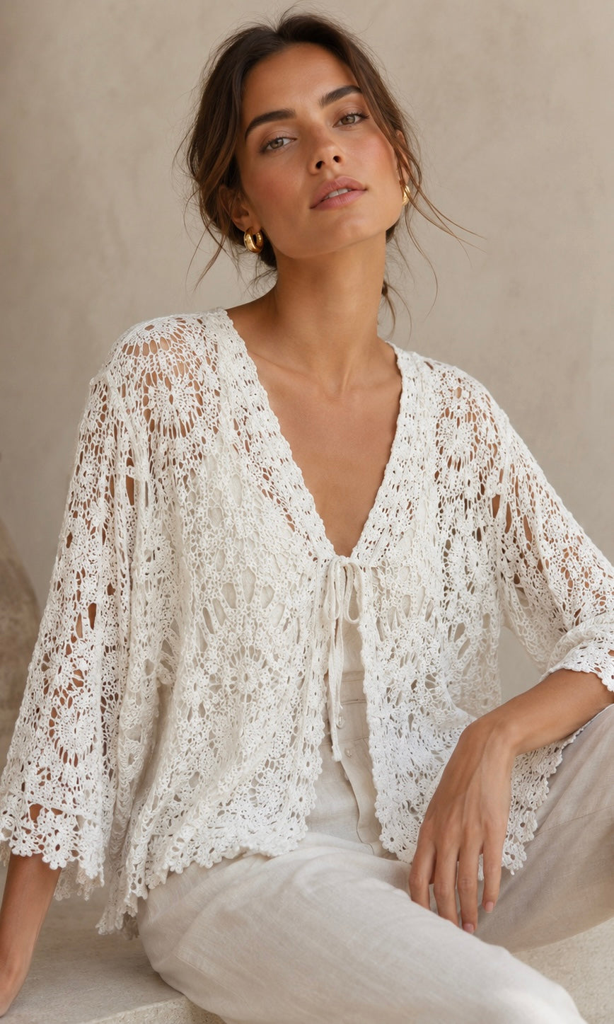 Saffron crochet tie cardi
