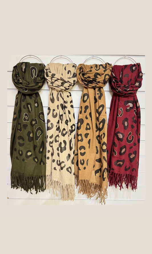 Leopard fringe scarf