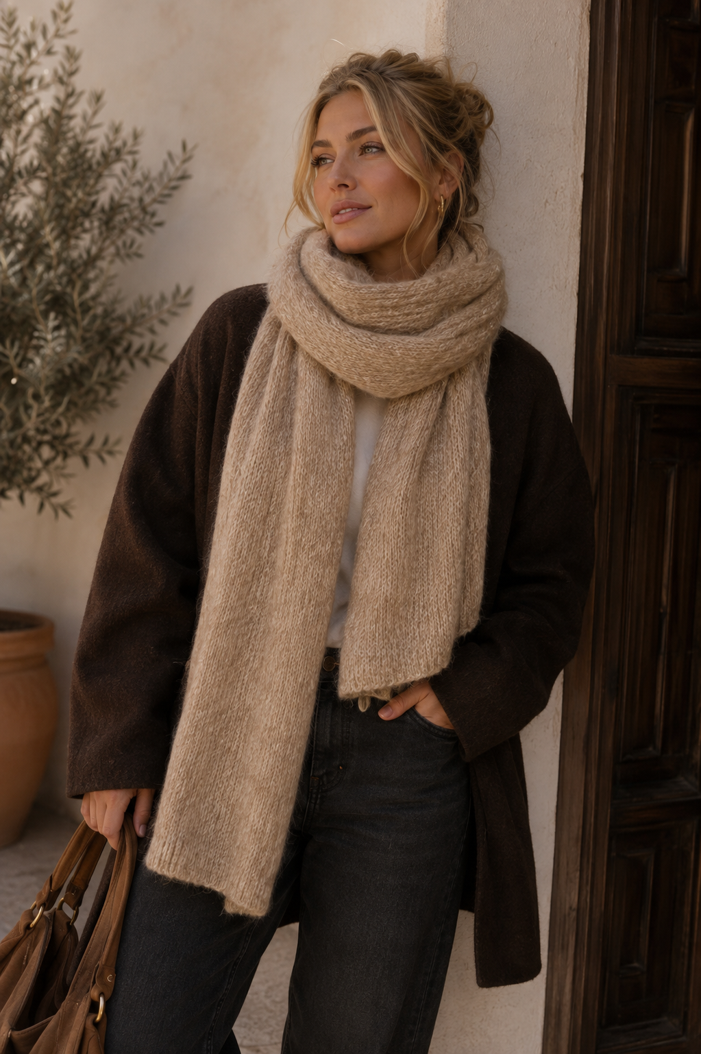 Soft cosy knit scarf