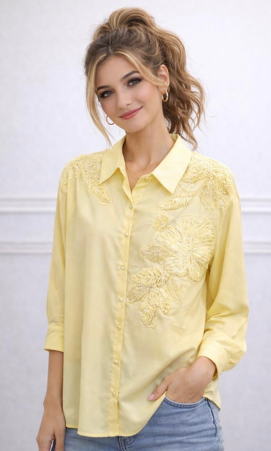 Francesca Flower Embellished Shirt