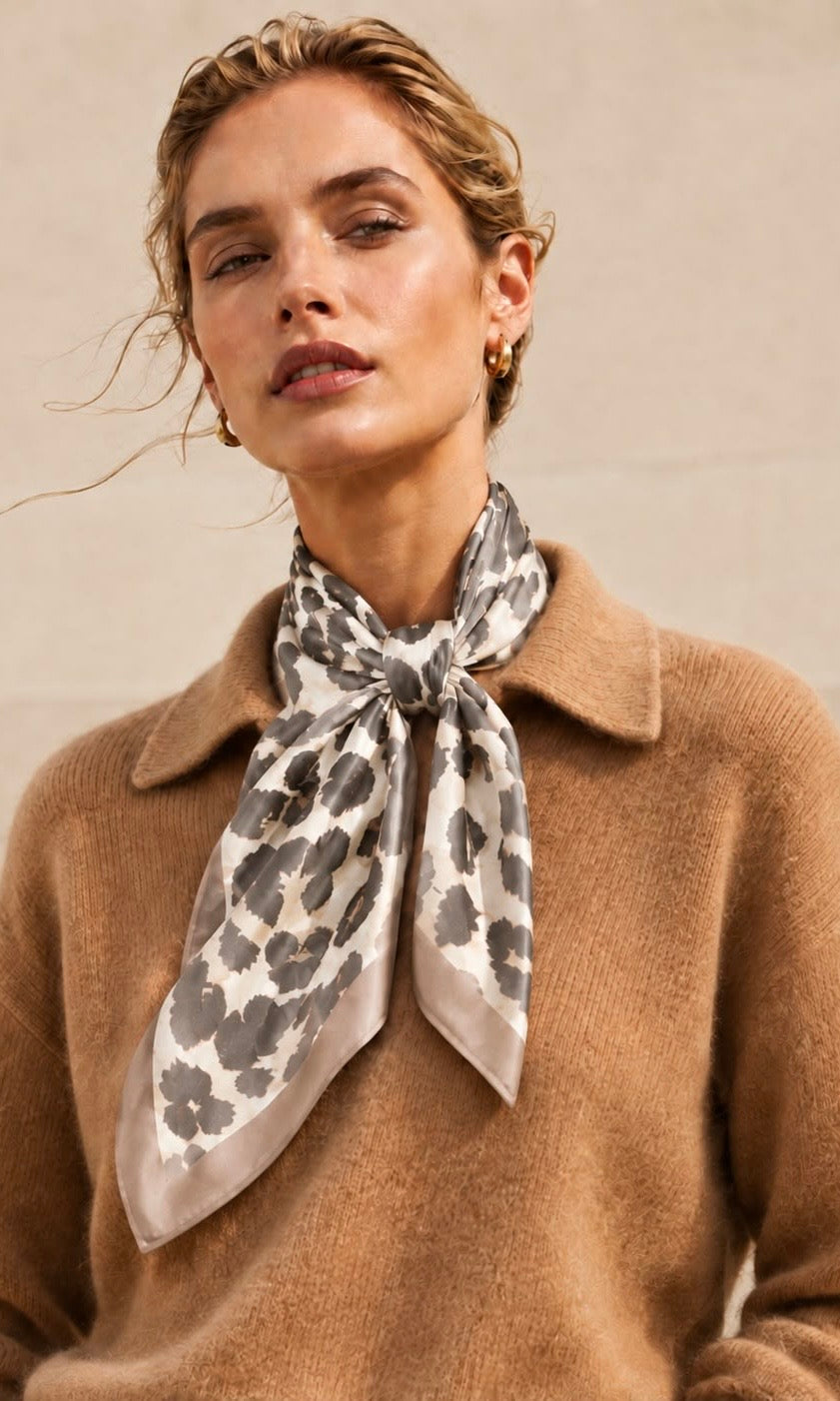 Leopard Silk Neck Scarf