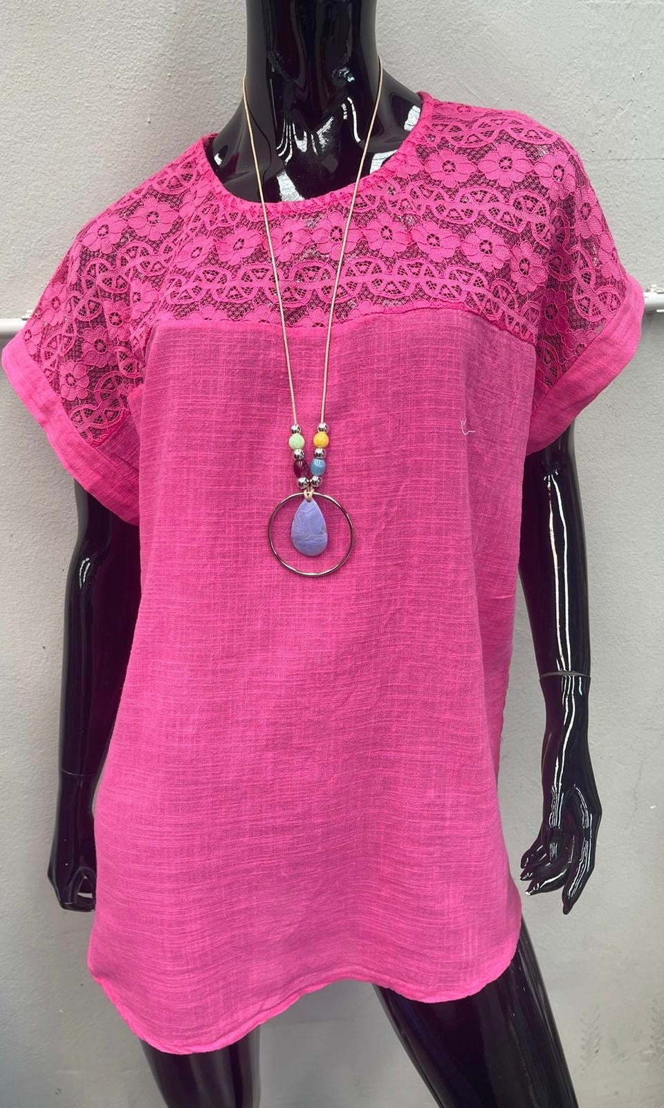 Lace Shoulder Cotton Top