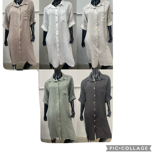 Sophia Linen Shirt Dress