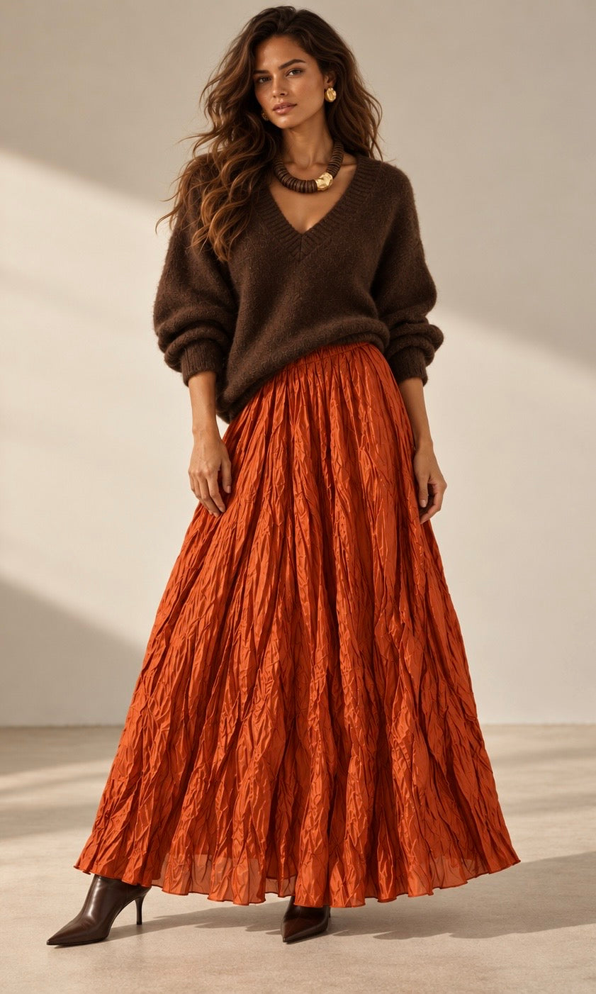 Dana crinkle satin Skirt