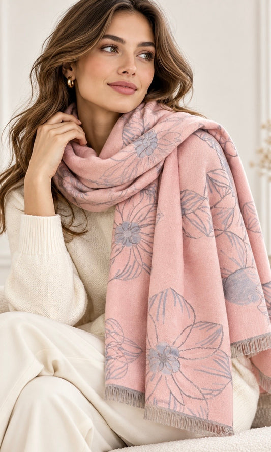 Wholesale ​Floral contrast scarf - Catwalk style