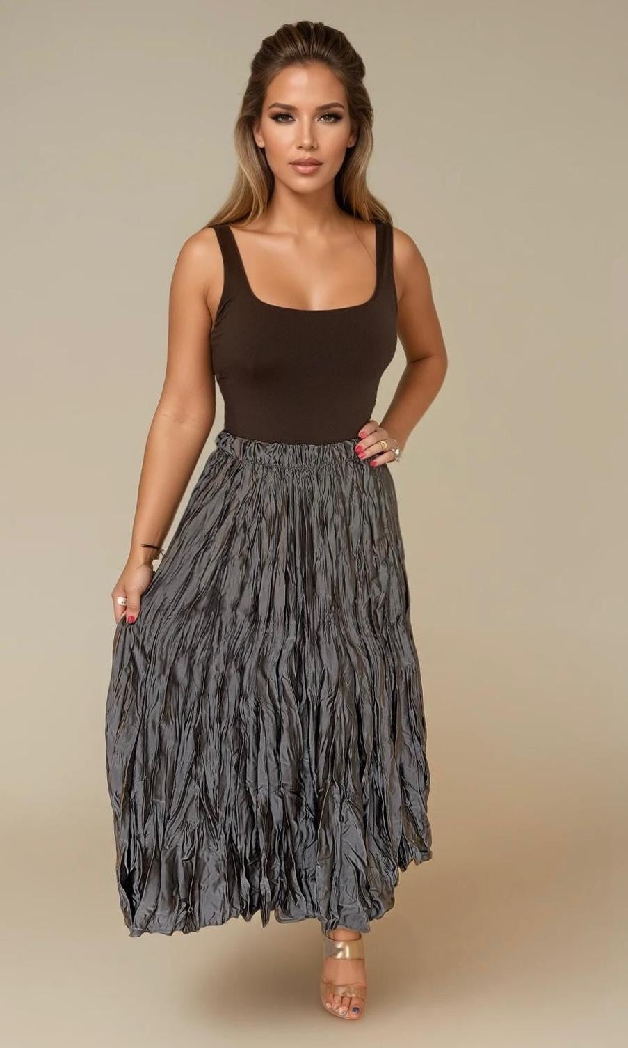 Dana crinkle satin Skirt
