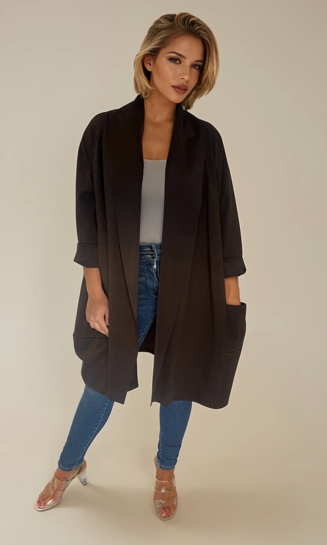 Ariana waterfall jacket (light scuba material)