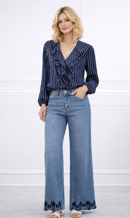 Jilly Embroidered Hem Jeans (ZG2685)