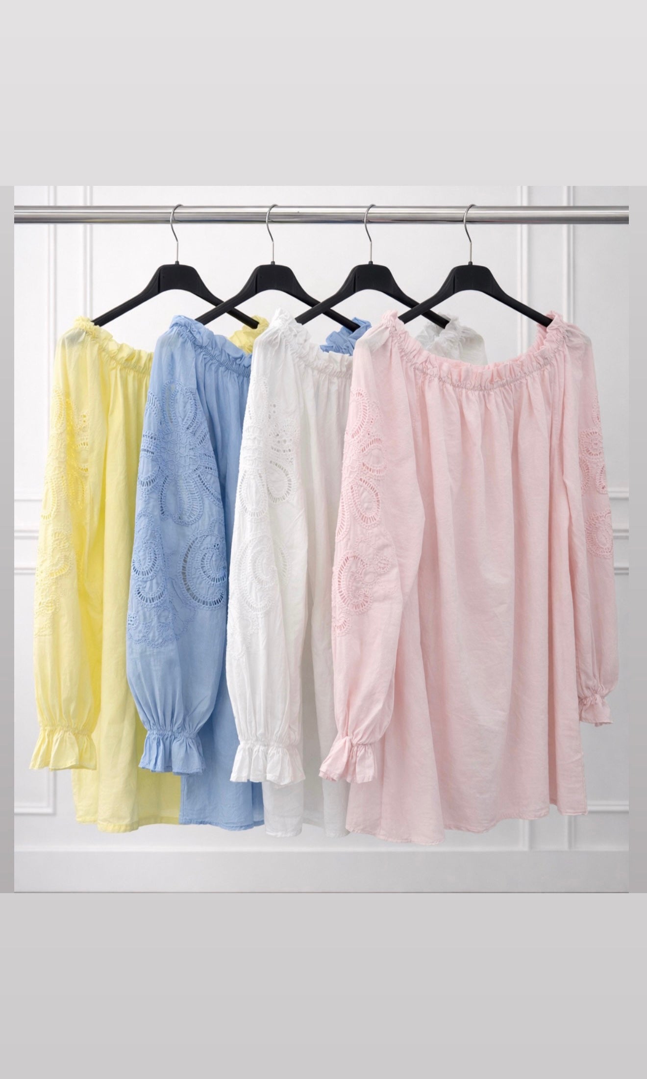 Annabel embroidered sleeve Bardot top