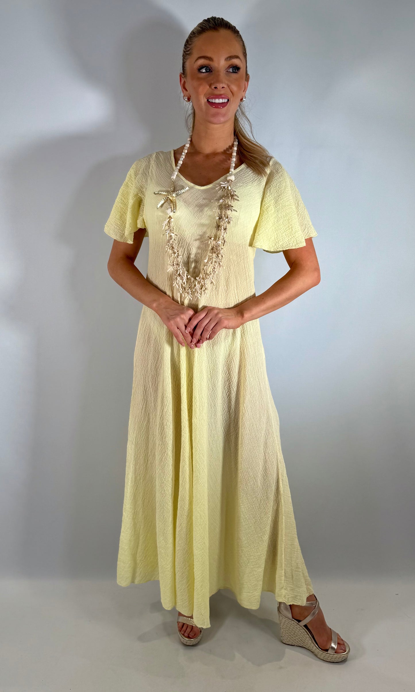 Flutter Sleeve Lightweight Crinkle Maxi