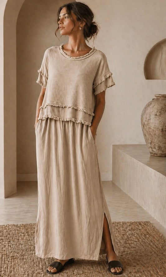 Betsy Raw edge 2 piece dress