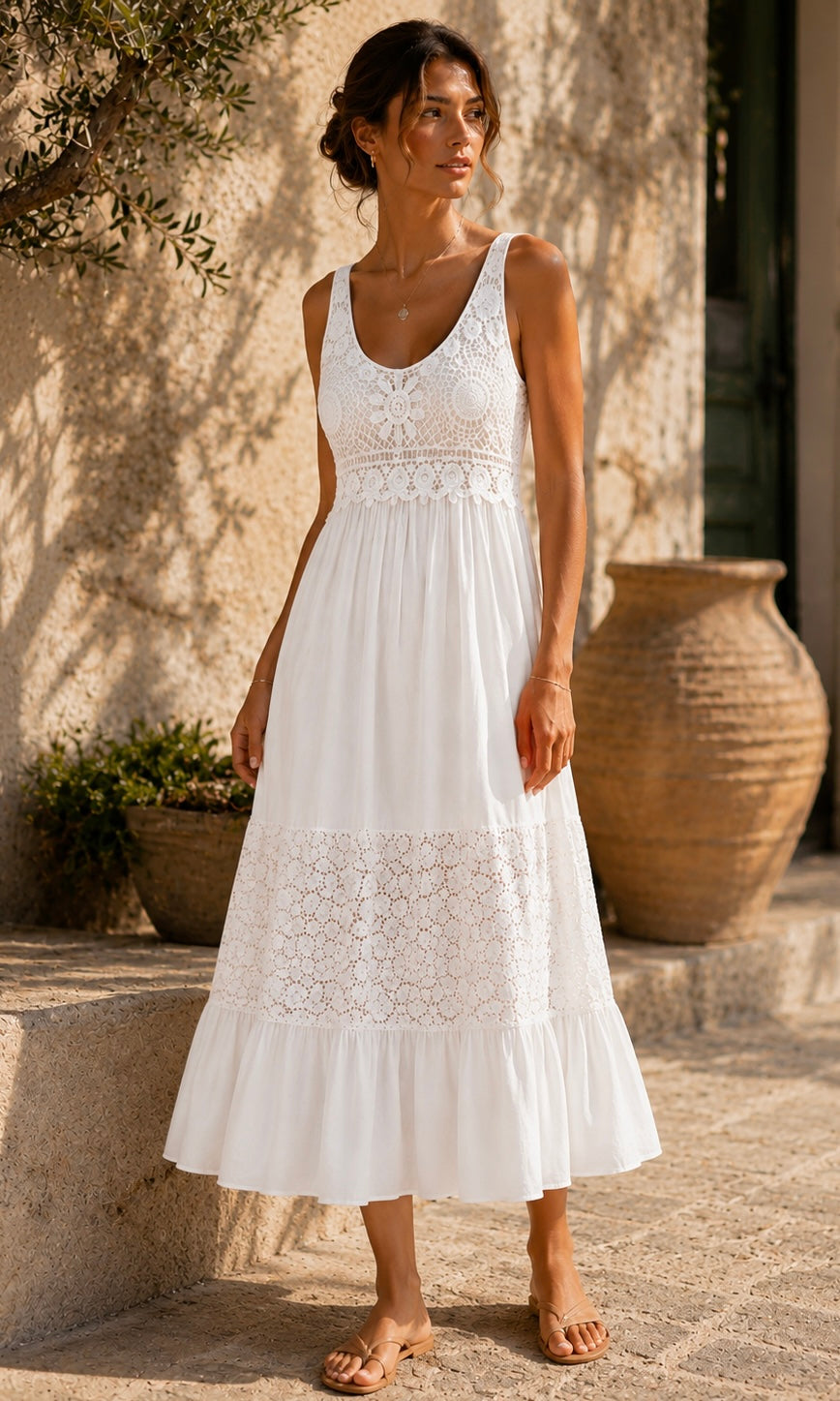 Lucia tiered lace panel Dress