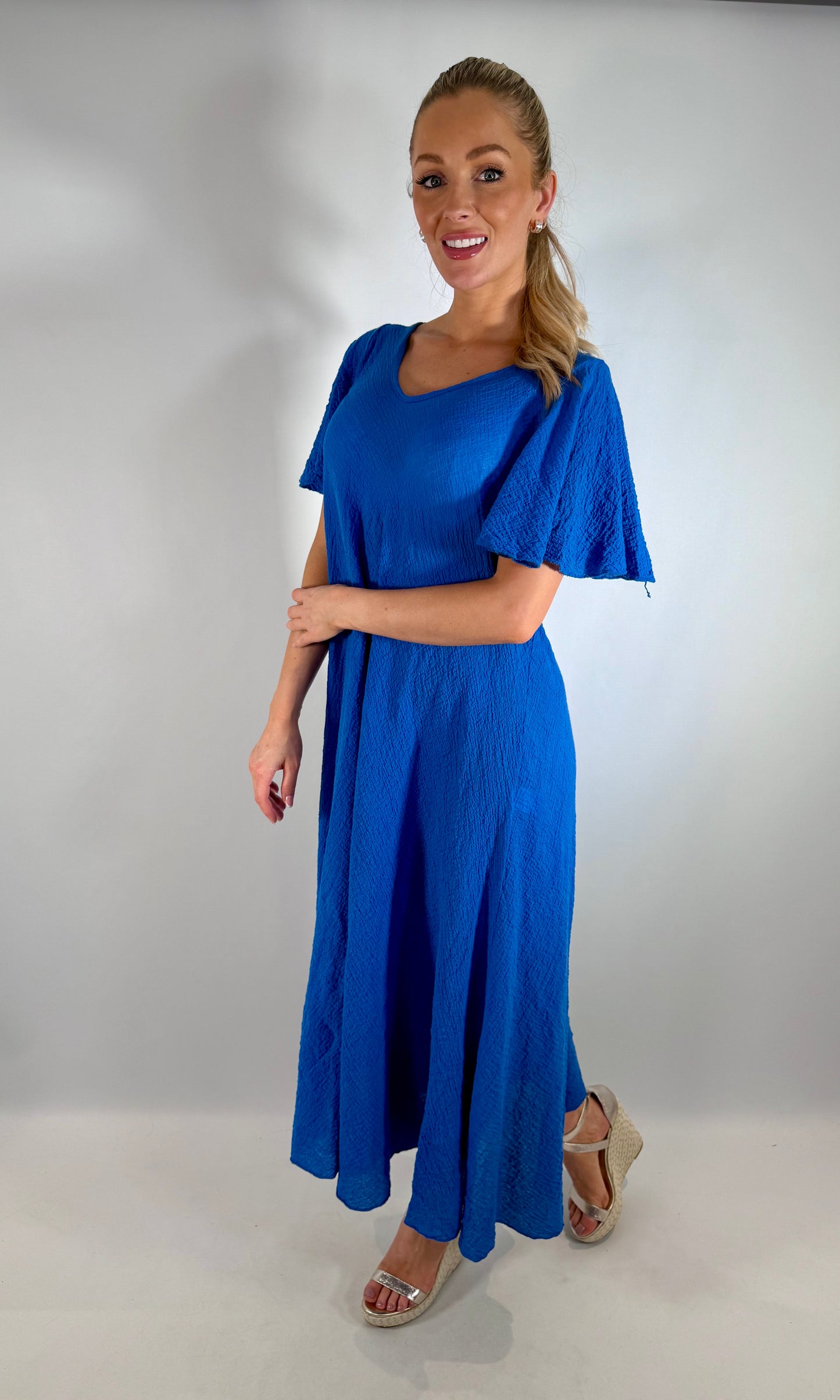 Flutter Sleeve Lightweight Crinkle Maxi